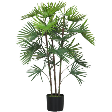 Homcom – Plante verte artificielle 90 cm – 24 feuilles en PE – Pot lesté pour stabilité – Décoration intérieure sans entretien