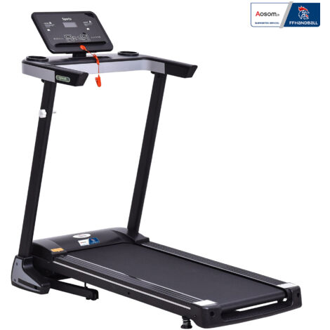 Tapis de course pliable - collaboration Aosom.fr x FFHandball - 1-12 Km/h 500 W écran LCD 12 programmes noir