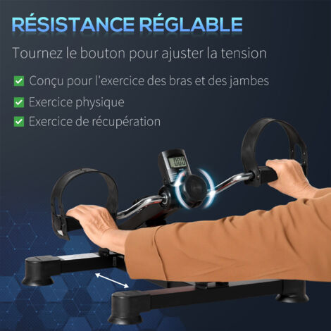 Mini Vélo D'Appartement Pliable Pédalier D'Exercice - Résistance Réglable Bras Et Jambes - Noir