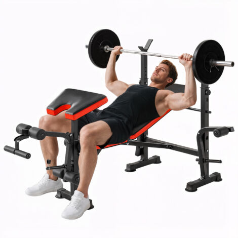 Banc de musculation complet avec haltères, barres et poids GORILLA SPORTS