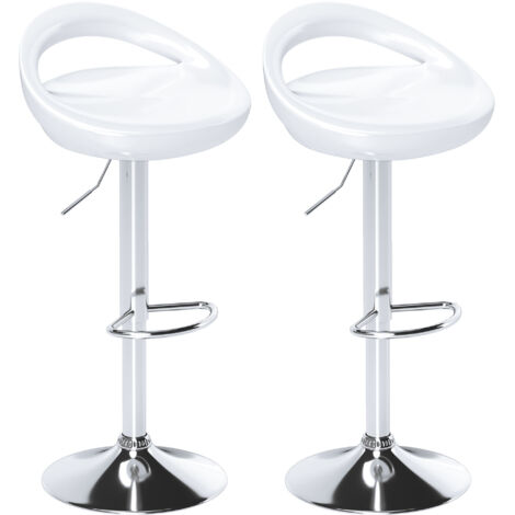 Homcom – Lot de 2 tabourets de bar réglables pivotants – Structure en métal poli – Assise en ABS – Hauteur ajustable 76-96 cm – Base antidérapante (1/5)