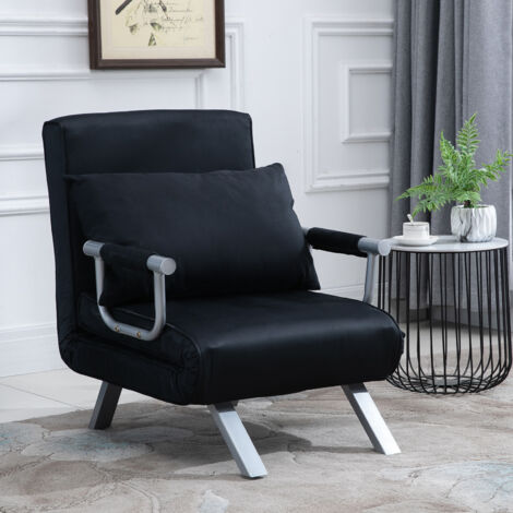 Canapé-lit 1 Place Convertible - Dossier Inclinable 180° - Rembourrage Mousse Haute Densité - Structure Acier (charge 100 Kg) - Simili Cuir Brun