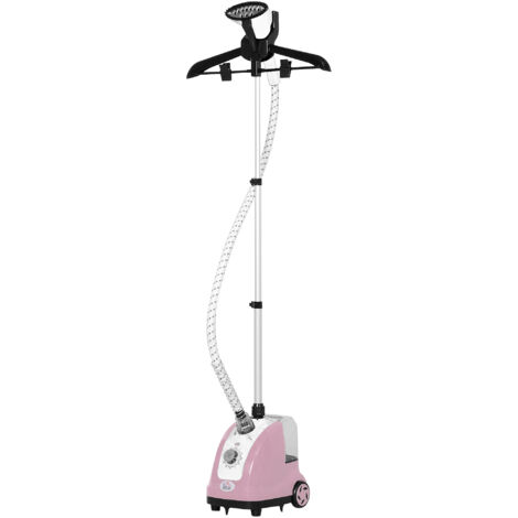 Défroisseur vapeur vertical - HOMCOM - 1,4 L 1950 W débit vapeur 32g/min tige telescopique - plastique - 26x21,5x29cm - rose