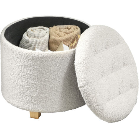 Coffre Pouf Rangement 30 L Avec Couvercle Amovible, Ottoman Cube Rembourre En Velours Cotele 40 X 40 X 40 Cm Gris 90954794