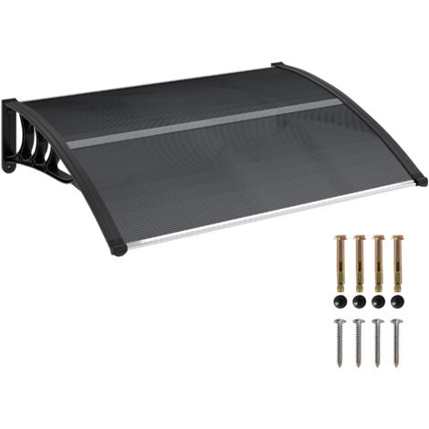 Auvent de porte d'entrée - Outsunny - protection contre la pluie et UV - en polycarbonate et aluminium - 100 x 75 cm - noir