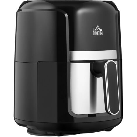 Friteuse sans huile - HOMCOM - 4 L 1300 W - 12 programmes - température réglable - acier et plastique - 34,2x25,6x31,8cm - noir (1/5)