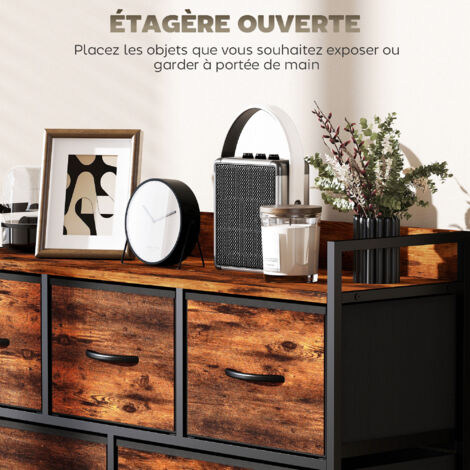 Commode 5 Tiroirs Non-tissés – 100x30x54 Cm – Meuble De Rangement Léger, Cadre Inclus