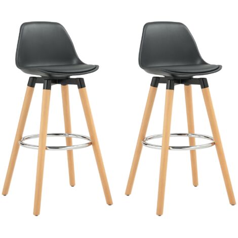 Lot de 2 tabourets de bar - HOMCOM - dossier et repose-pieds, assise rembourrée - PU - 43 x 43 x 91 cm - noir (1/5)