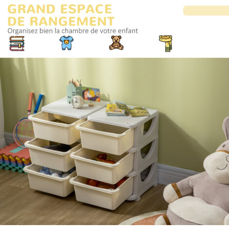 Organisateur de Rangement de Jouets pour Enfants Cuisine de Jeu Tableau Blanc Magnétique Armoire et Bacs de Rangementpour Les 3 Ans et Plus Gris