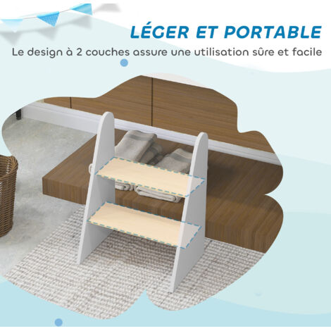 MARCHEPIED 3 MARCHES Pliable en acier laqué blanc, marche pied pliable 3 marches