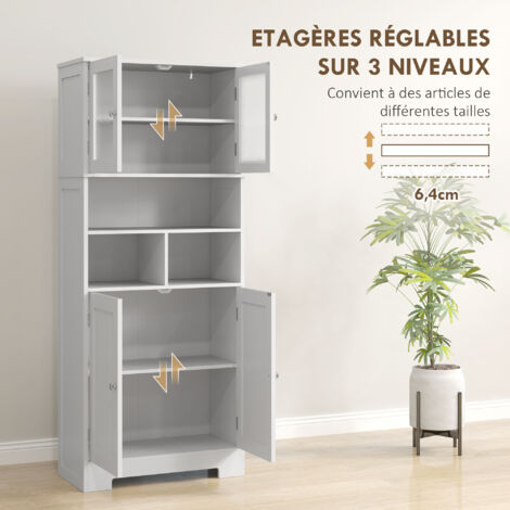 HOMCOM Buffet de cuisine avec porte en verre, armoire de rangement d HOMCOM Buffet de cuisine avec porte en verre, armoire de rangement d