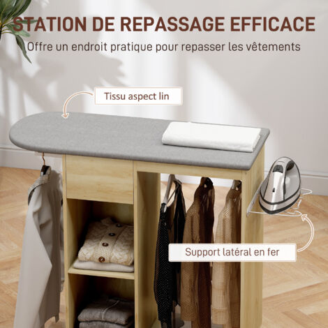 Tcatec Table à Repasser Pliante Rotative En Bois Pour Armoire - 82 X 31 Cm Avec Coussin Rembourré