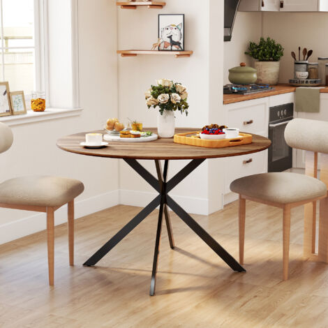 HOMCOM Table à manger ronde pour 4 personnes, table de cuisine style industriel avec pieds en acier, pour salle à manger, cuisine, Noir | France
