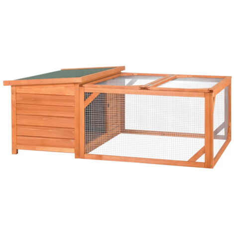Clapier pour petits animaux Clapier pour lapin nain 125,5 x 100 x 49 cm avec toit en asphalte ouvrable, extérieur, intérieur, ar