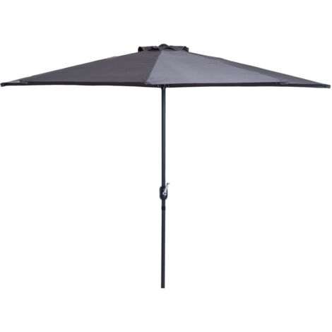Parasol à manivelle parasol de jardin parasol de marché métal demi rond gris + noir