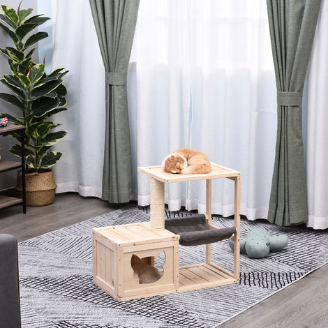 Arbre A Chat Design Contemporain Griffoir Grattoir Sisal Naturel Centre D Activites Niche Hamac Plate Formes