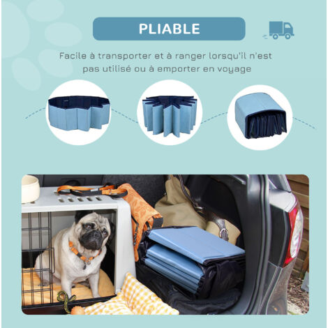 Piscine Pliable Pour Chien Et Chat - 50x50x10 Cm - PVC étanche, Fond Antidérapant - Intérieur Et Extérieur, Transport Facile - 11