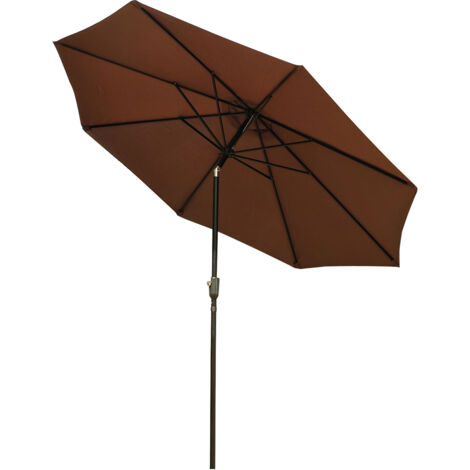 Parasol en métal rond polyester 180g/m² manivelle inclinable Ø 3 x 2,45 m chocolat