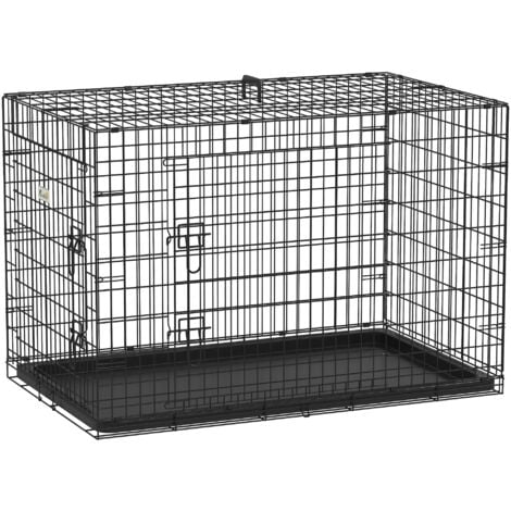 Cage caisse de transport pliante pour chien en métal noir 106 x 71 x 76 cm