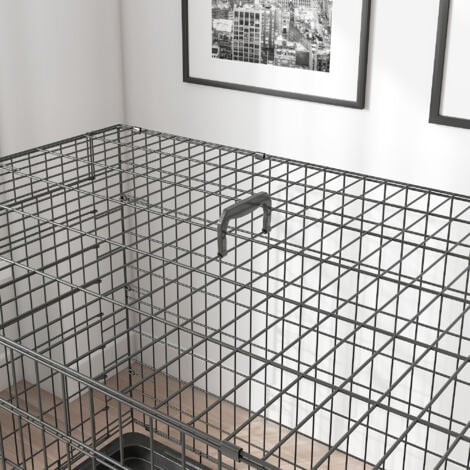 Cage caisse de transport pliante pour chien en métal noir 106 x 71 x 76 cm