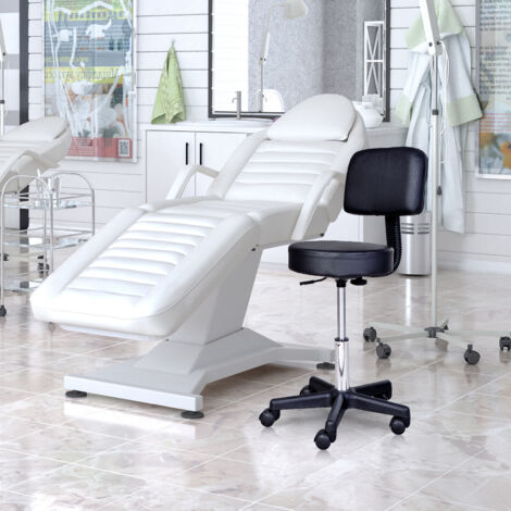 Tabouret Roulant Réglable Huracan – Siège En Cuir PU, Pivotant 360°, Base Métal, Pour Salon/bureau/atelier