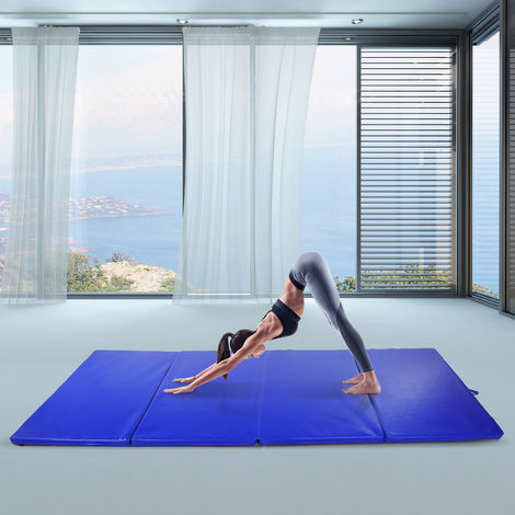 Tapis de yoga pliable en Pvc Coussin d'exercice Pliant Gym Fitness Mat,  violet