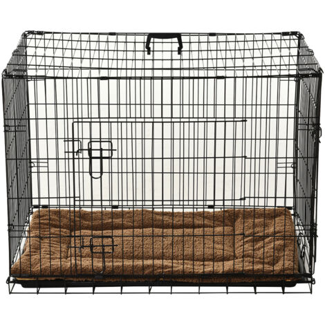 Cage caisse de transport pliante pour chien poignée, plateau amovible, coussin fourni 92 x 57 x 62,5 cm