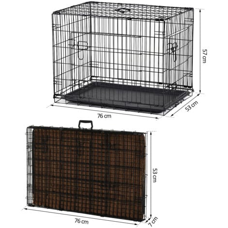 Cage caisse de transport pliante pour chien poignée, plateau amovible, coussin fourni 92 x 57 x 62,5 cm