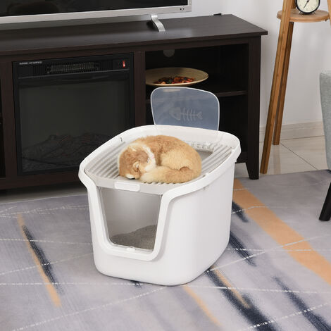 Maison De Toilette Pour Chat Bac A Litiere Chat Double Porte Battante Et Superieure Filtre Odeur