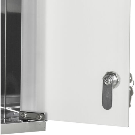 Armoire à Pharmacie Murale Avec 2 Étages - Verre Trempé, Acier Inoxydable, Serrure à Clé, Idéale Salle De Bain