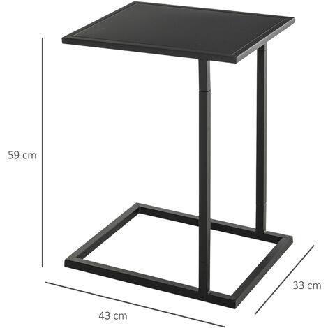 Table basse table d'appoint guéridon bout de canapé intérieur extérieur métal époxy noir