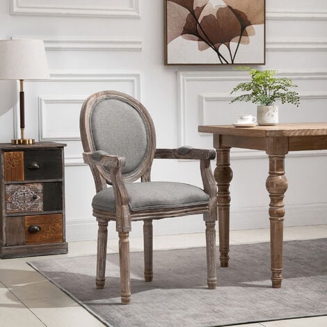 Chaise de salle à manger chaise de salon médaillon style Louis XVI bois  massif patiné sculpté