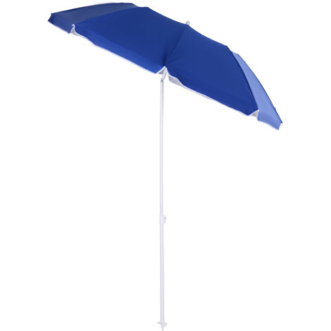 Parasol inclinable octogonal de plage Ø 150 cm tissu polyester haute densité anti-UV mât démontable sac de transport inclus bleu