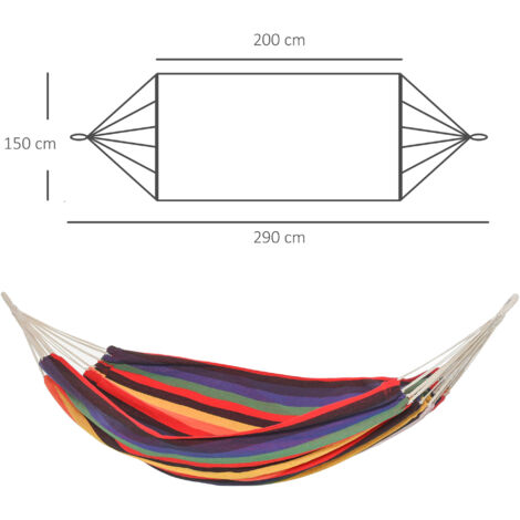 Hamac Sole Mio C.A.O. Toile Coton Bayadère - 200x100 Cm, 1 Place, Charge 100 Kg