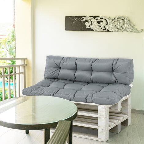 Coussins matelas assise dossier pour banc de jardin balancelle canapé 2 places grand confort dim. 120L x 80l x 12H cm polyester gris