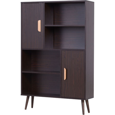 Homcom – Bibliothèque scandinave 80x24x123cm – Panneaux de particule E1 – 6 espaces de rangement avec étagères réglables – Pieds en bois massif (1/5)