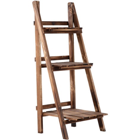 Etagère échelle à fleurs 3 niveaux pliable bois de sapin 40 x 37 x 93 cm charge max. 40 Kg
