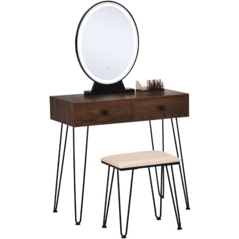 Miroir led de maquillage palmdale avec lumière réglable et port usb , blanc  - Conforama