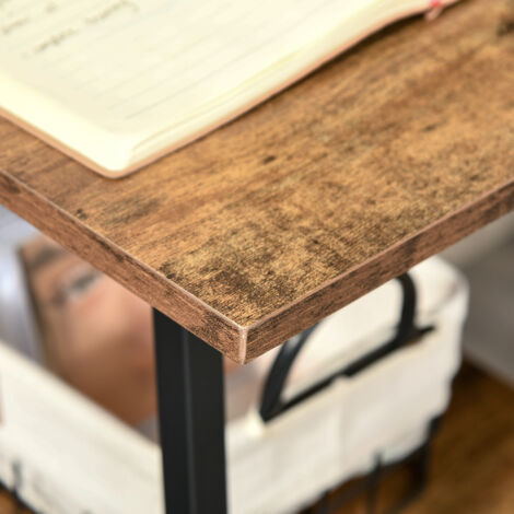 Bureau informatique design industriel 2 étagères panneaux particules aspect vieux bois acier noir