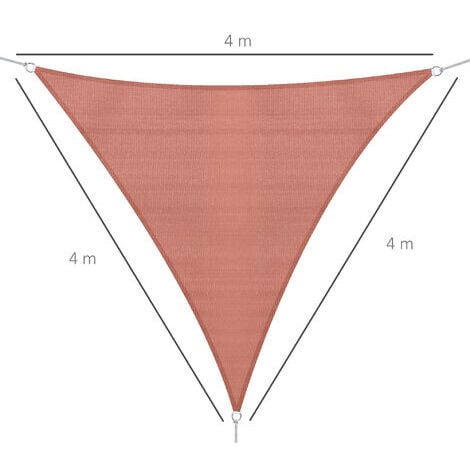Voile d'ombrage triangulaire grande taille 4 x 4 x 4 m polyéthylène haute densité résistant aux UV rouille