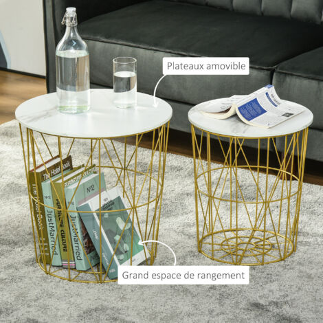 Lot de 2 tables basses gigognes Acier HOMCOM | Leroy Merlin Lot de 2 tables basses gigognes Acier HOMCOM | Leroy Merlin