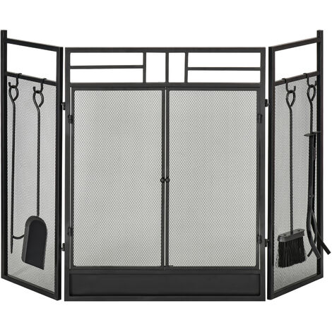 Pare-étincelles pour cheminée acier, grille anti étincelles, panneau protection  cheminée hxlenv. 52,5x97cm,noir - Accessoires cheminées et poêles - Achat &  prix