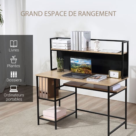 Bureaux, meubles et rangements, Bureau design HORIZON 140 x 60 plaquage  chêne avec piétement métal noir