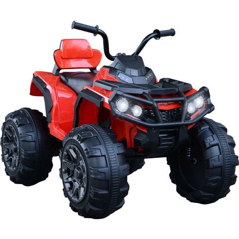 Voiture 4x4 quad buggy électrique enfant 3 à 6 ans effets lumineux musique  V. max. 3 Km/h batterie rechargeable lecteur MP3 multifonction rouge