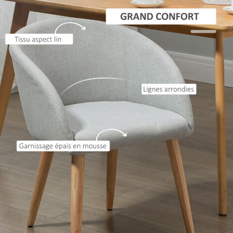 HOMCOM Chaises de visiteur design scandinave - lot de 2 chaises - pieds inclinés effilés bois caoutchouc - assise