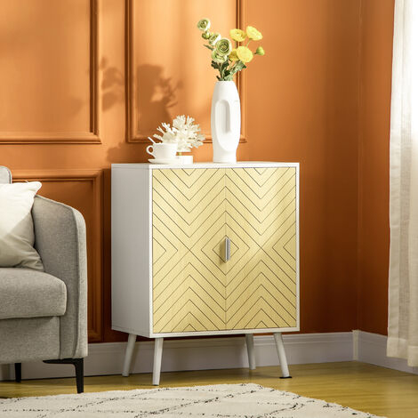 Commode 6 Tiroirs HOMCOM - Style Scandinave Bicolore Blanc Et Bois - 80x40x95 Cm - Rangement Malin