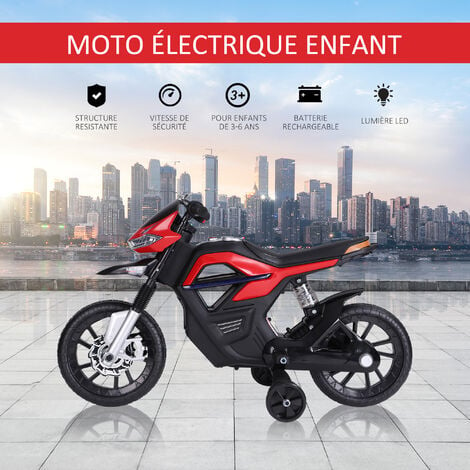 Moto électrique pour enfants 25 W 6 V 3 Km/h effets lumineux et sonores  roulettes amovibles rouge - Véhicule électrique pour enfant - Achat & prix