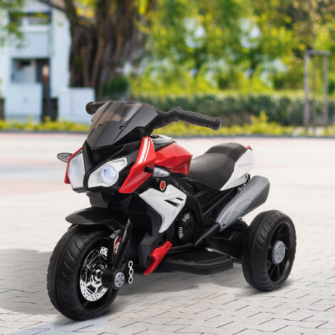 HOMCOM Moto scooter électrique pour enfants 6 V env. 3 Km/h 3 roues et  topcase effet lumineux et sonore rose