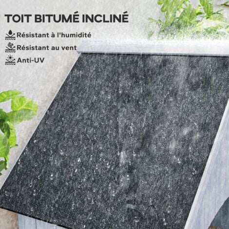 Armoire abri de jardin remise pour outils 3 étagères porte loquet toit pente bitumé dim. 77L x 54l x 179H cm bois sapin pré-huilé blanc