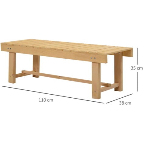 Banc de jardin 2 places style rural chic assise à lattes dim. 110L x 38l x 35H cm bois de sapin pré-huilé